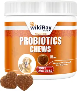 wikiRay Probiotics for Dogs – Soft Chews for Digestive Health & Immunity | 120 Chews | 3 Billion CFU, Pumpkin, Enzymes, Vitamins & Prebiotics | Made with Natural Ingredients