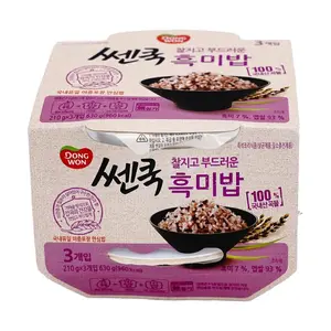 DONGWON Korean Black Rice 210g x 3 Bowls - Instant Microwaveable Cooked Rice, Healthy Grains
