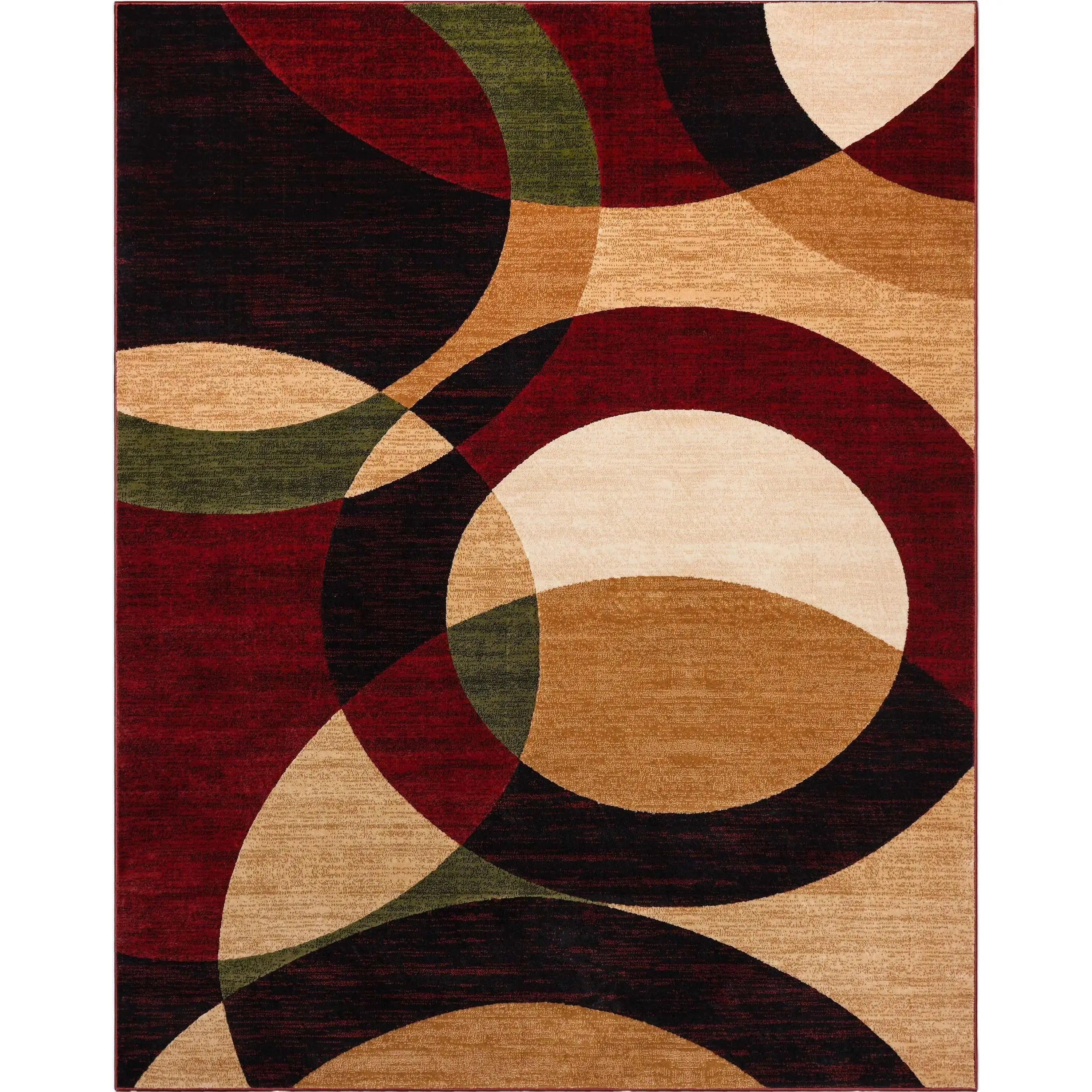 Bingo Red Modern Rug - Elegant Geometric Circles with Jute Backing, Ideal as Dining, Bedroom or Living Room Rug