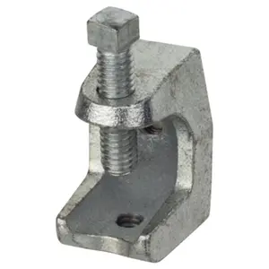 212 MAIN Z500-25 Model Malleable Iron Beam Clamp, 0.25 in., Electroplated Zinc, Threaded Rod Compatibility, Fits Flanges, 250 Load Rating, Set Screw Load