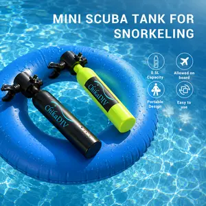 Make Every Pool Day More Fun with ChikaDIV 0.5L Mini Scuba Tank, Portable Refillable Diving Gear with Luminous Pressure Gauge for Snorkeling, Beach Trips & Shallow Water Fun