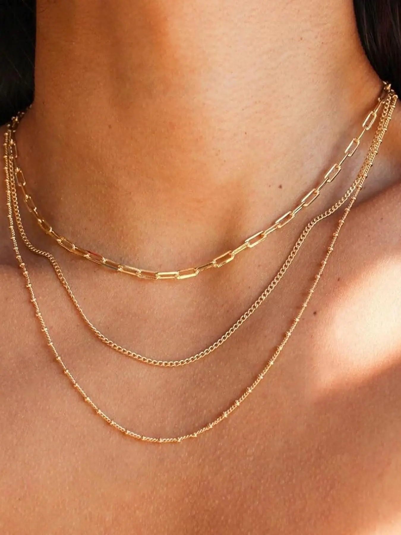 Women's Elegant Minimalist Layered Necklace, Trendy Exquisite Chunky Chain Necklace, Fashion Necklace, Chic Gorgeous Jewelry As Gift for Girlfriend, Dainty Layering Jewelry