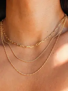 Women's Elegant Minimalist Layered Necklace, Trendy Exquisite Chunky Chain Necklace, Chic Jewelry As Gift for Girlfriend, Dainty Layering Jewelry