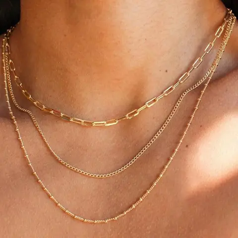 Women's Elegant Minimalist Layered Necklace, Trendy Exquisite Chunky Chain Necklace, Fashion Necklace, Chic Gorgeous Jewelry As Gift for Girlfriend, Dainty Layering Jewelry