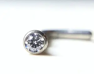 1pc Solid Implant Grade Titanium Grade 23 6AL4V-ELi L-Bend Bezel Gem Nose Ring