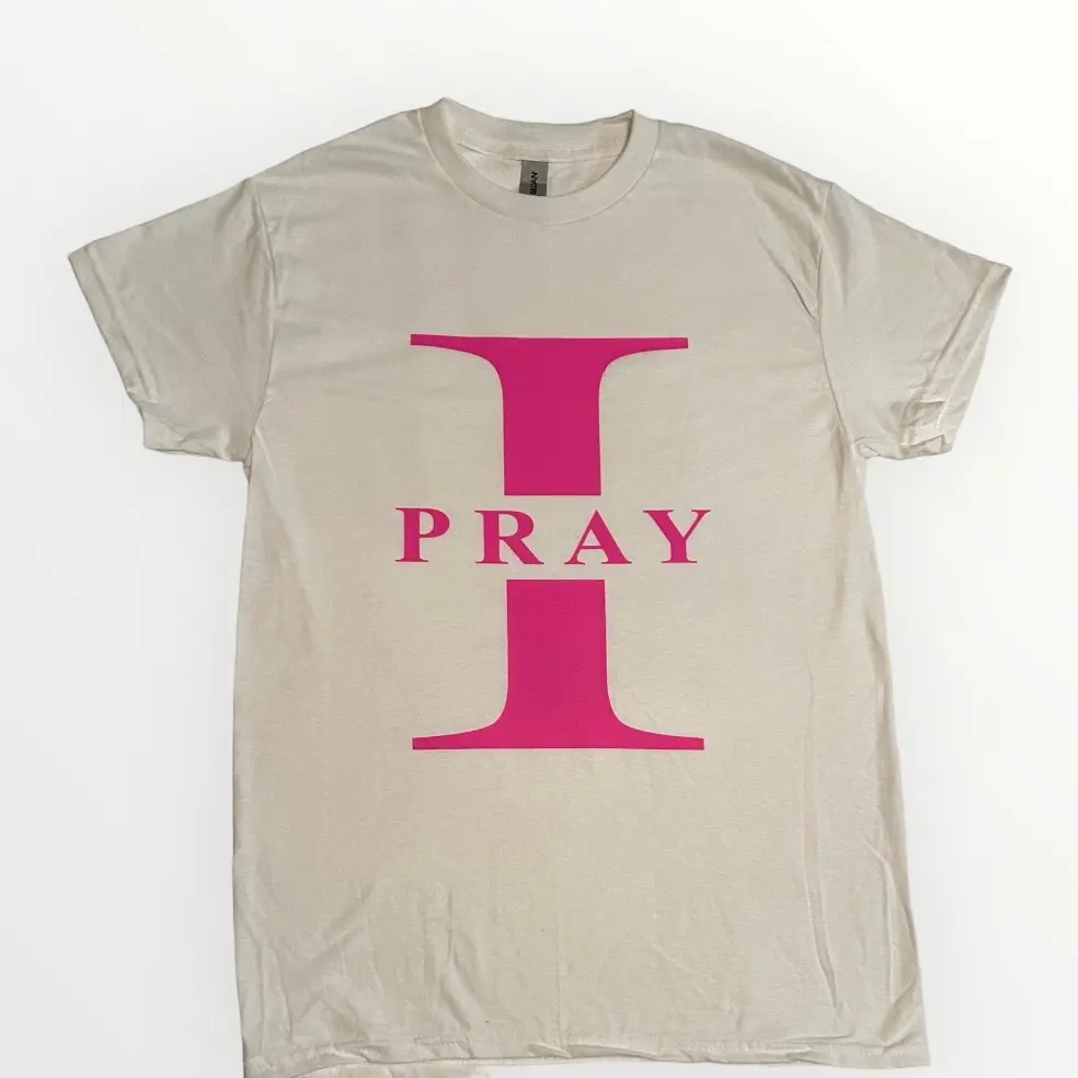 White T-Shirt Pink Logo Casual Menswear Shortsleeve Soft Top Day