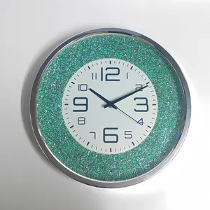 12-Inch Glitter Wall Clock with Sparkle Inner Circle, Modern Digital Design, Night Light Function, Home Office Decor