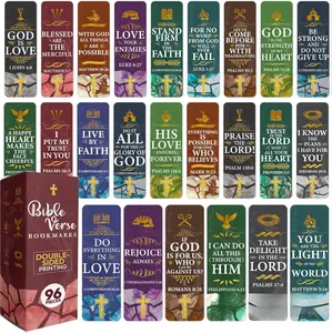96 Pack Christian Scripture Bookmarks with Bible Verses – Inspirational Religious Bookmarks for Women & Men, Bulk Christian Gifts for Bible Study, Classroom, Church Supplies