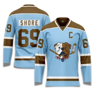 Blueberry Bulldogs Blue Shore 69 Series Adult Senior Fan Hockey Jerseys