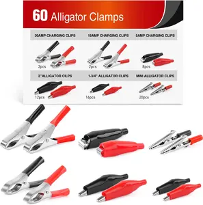 Nilight - 60Pcs Metal Alligator Clip Assortment Test Lead Electrical Battery Clamp Alligator Connector summervibes
