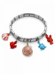 Colorful Enamel Marine Life Charm Bracelet Stainless Steel Italian Modular Bracelet Multi Ocean Animal Pendant Stackable Fashion Jewelry For Women Party Daily Decor