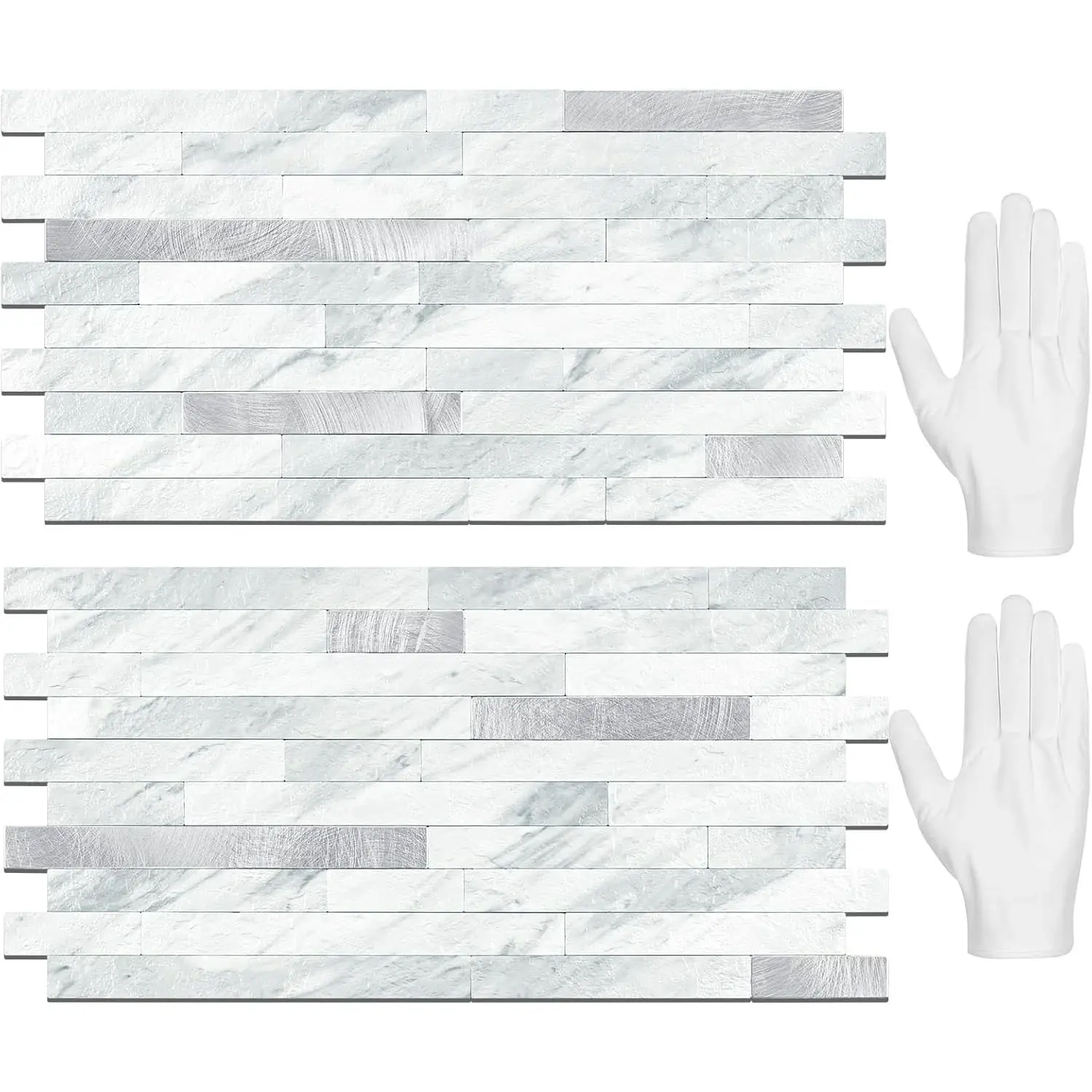 Volakas White + Metal Silver