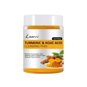 Turmeric Kojic Acid Cleansing Pads Daily Face Wipes for Dark Spots Hyperpigmentation Even Skin Tone Gentle Exfoliating Makeup Remover Towelettes for Sensitive Skin Alcohol-Free 50 Count Cleanser
