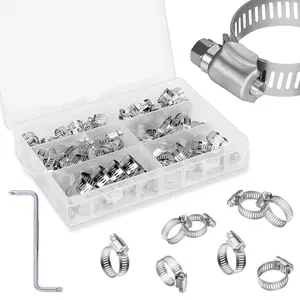 60/101 PCS Cars repairing Cinch Clamps, Stainless Steel Cinch Crimp Rings Pinch Clamps for Tubing Pipe Fitting Connections