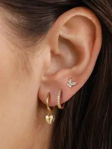 2026 new trendy heart-shaped earrings, with delicate butterflies adding a touch of cuteness. This trendy set of three-piece High Quality Earrings is suitable for all occasions. It's a great accessory for women, easy to wear and a must-have gift.