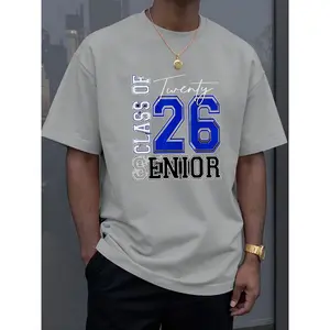 2026 Graduating Class T-Shirt: Celebrating My Final First Day of School & Graduation Gift with Striking Blue And White Typography Featuring The Number 26, Made from 180G Heavyweight Pure, Unisex Stylish Design