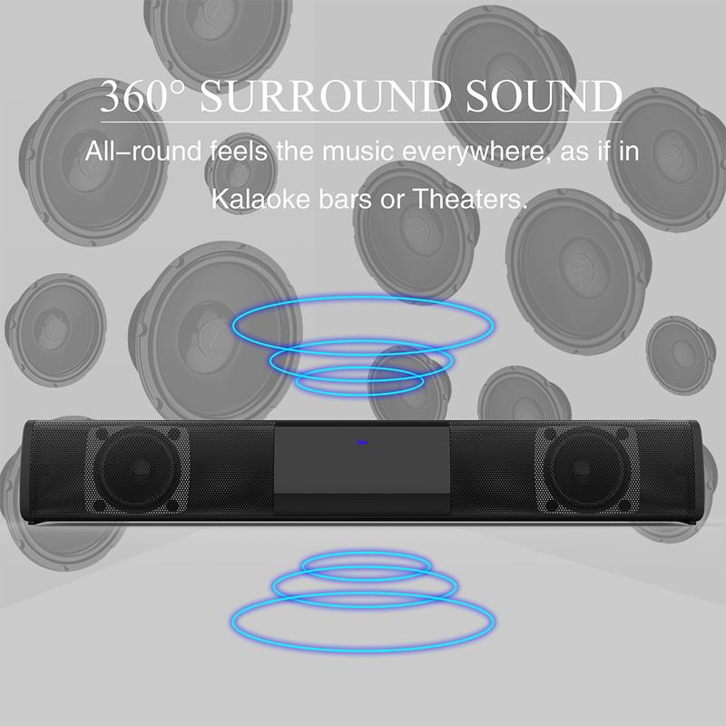 Bluetooth Soundbar Speaker For Smart TV laptop Home Theater Wireless Surround Sound Bar Stereo Rechargeable USB FM AUX TF BT Input Mode