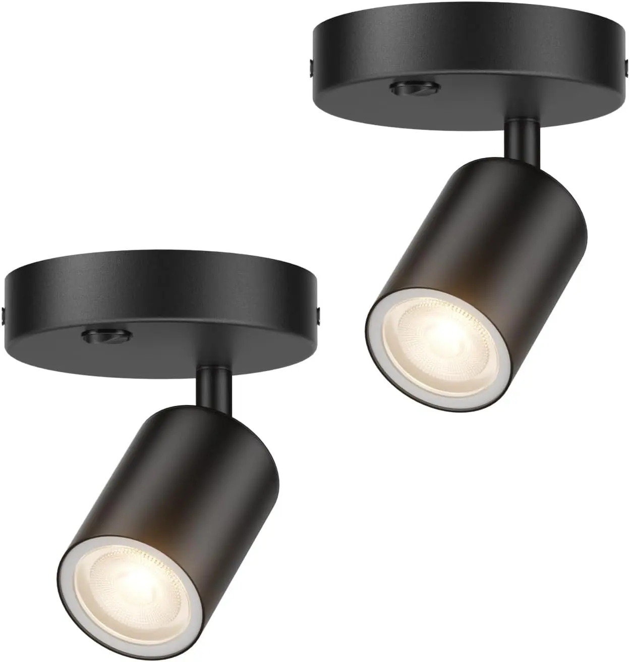 2-Pack Directional Flush Mount Spot Light Dimmable Ceiling Spotlight Indoor LED Spot Lights Adjustable Wall Spotlight Focus Light Accent Light Fixture for Living Room, Black, GU10 Bulb Not Included
