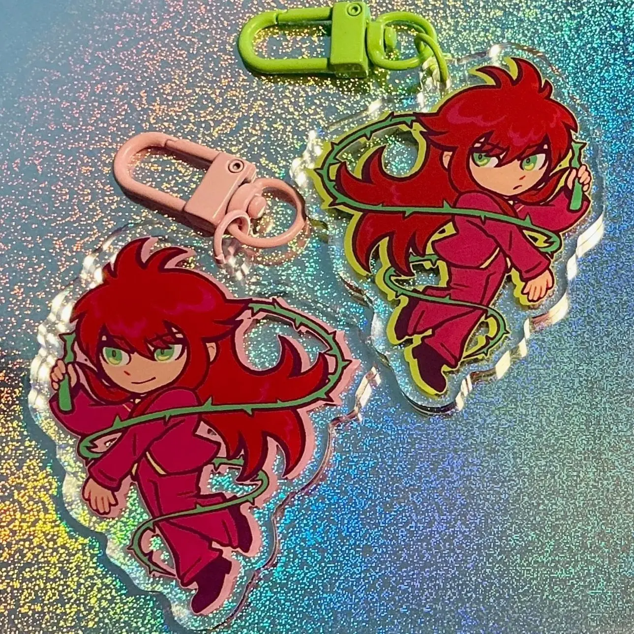 2 styles Kurama Red Acrylic Keychains