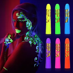 Glow In The Dark Face And Body Paint Stick 6 Pack Uv Neon Crayons For Black Light Party Tiktok Trend
