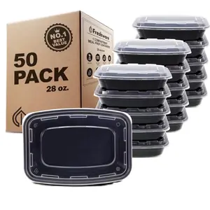 Freshware Meal Prep Containers [50 Pack] 1 Compartment Food Storage Containers with Lids, Bento Box, BPA Free, Stackable, Microwave/Dishwasher/Freezer Safe (28 oz)
