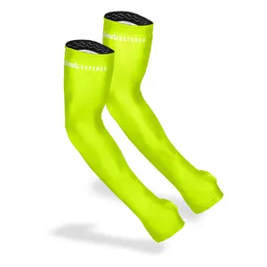 FARMER'S DEFENSE Gardening Arm Sleeves | UV Cooling Protective Sleeve Women & Men | Anti-Scratch Cover Sun UPF Outdoor Protection - High Visibility Yellow