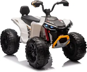 Gaomon 24V 2-Seater Electric Off-Road ATV Car for Kids, 4-wheel Design, Powerful Motor, LED Lights, Music, High-Low Speed, White Ride-On Toy for Boys/Girls, Four Wheel Design