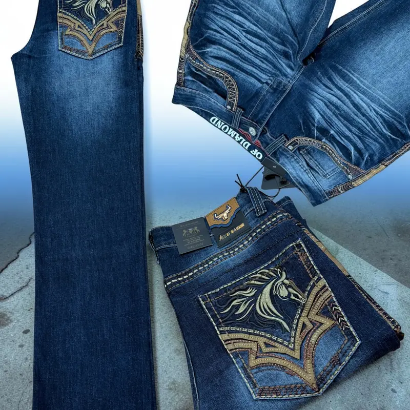 Ace- 1540 Men's Western Cowboy Jeans Straight Fit Boot Cut / Pantalon Vaquero para Hombre Diseno Moderno corte para Bota