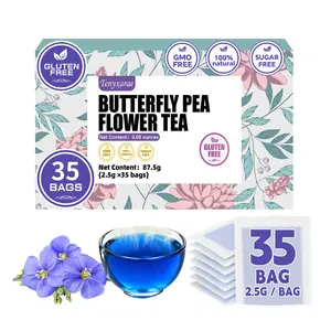 Organic Butterfly Pea Flower Tea Bags (35 Pack, 2.5g/Bag)  100% Natural Blooms | Antioxidant-Rich & High in Anthocyanins | Caffeine-Free  Sugar-Free  Gluten-Free  Vegan | Eco-Friendly Individual Wraps