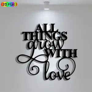 1pc Romantic "All Things Grow With Love" Metal Wall Art, Romantic "All Things Grow With Love" Statue Mural, Iron Craft, Perfect for Bedroom, Boudoir, Love Alcove Decor, Artistic Metalwork, Valentine's Decor, Ideal Gift for Romantic Souls