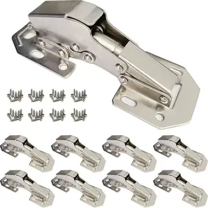 8-Pack Soft Close Hidden Hinges for Cabinet Doors Frameless Slow Close Cabinet Hinges Concealed Surface Mount Hinges, Cabinet Hinges with Screws, Easy Installation No Pre-drilled, Noiseless Frameless Hidden Concealed Kitchen Cabinet Hinge