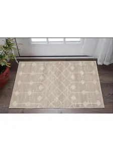 212 MAIN 2x4 ft. Beige & Ivory Moroccan Power Loom Rectangle Area Rug, Low Maintenance, Rectangle Size, Warmth Boost