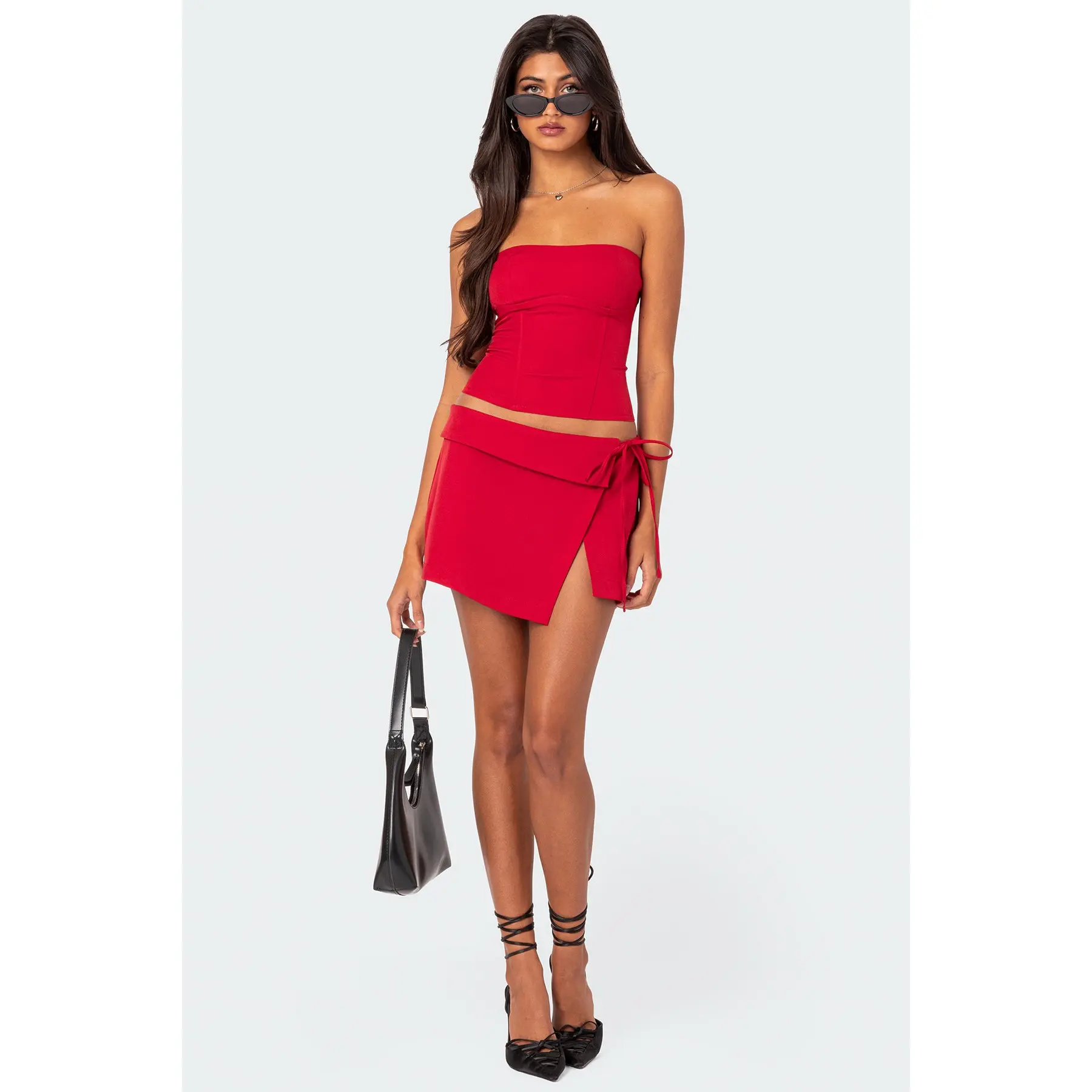 Selena Asymmetric Wrap Mini Skirt - TikTok Shop