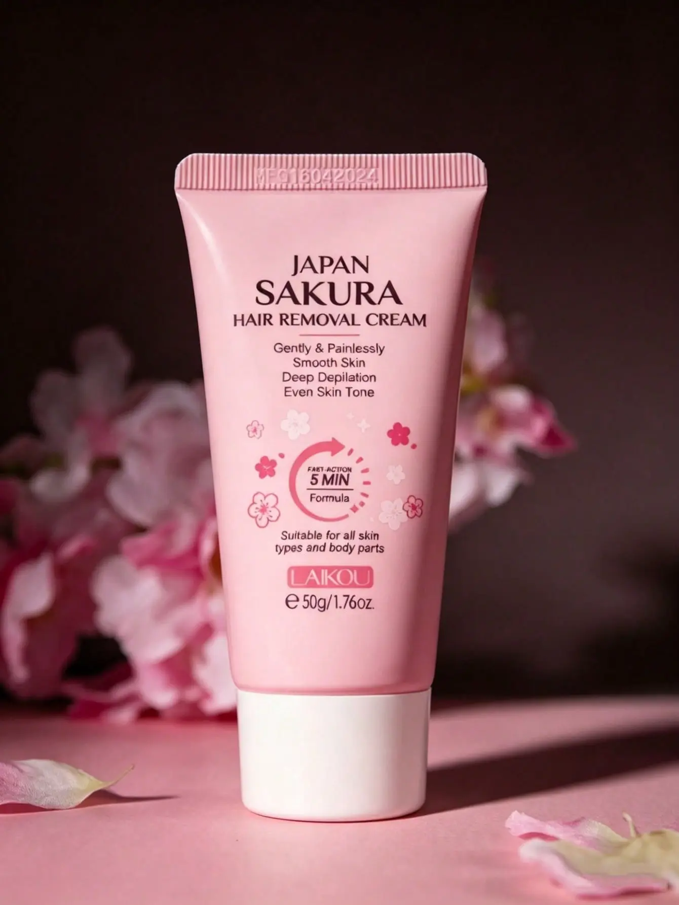 Fragrant Sakura Silky Hair Removal Cream - Velvety Gentle Formula For Underarms, Legs & Beard - 5-Min Fast-Acting Depilation, Hypoallergenic & Soothing, All Skin Types Nourishing Formula