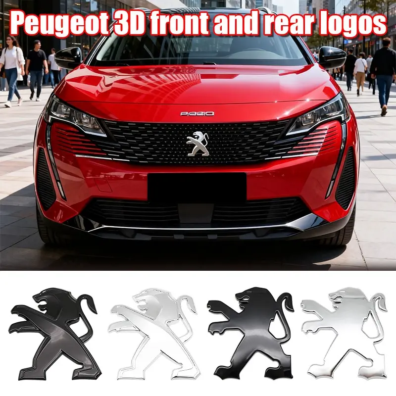 Peugeot Car Front & Rear Emblem, Anti-Scratch Durable Hood Badge Replacement, Exterior Modification Decoration for Peugeot 2008/3008/408