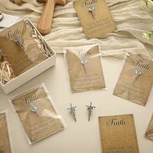 Faith Cross Lapel Pin — 50 Pack | Bulk Inspirational Christian Pins with Gift Cards