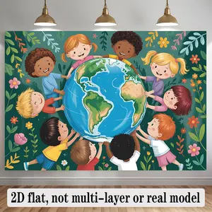 Earth Unity Tapestry Global Backdrop World Theme Wall Hanging Photography Background Peace Decor for Living Room Bedroom Indoor Outdoor Event Decoration