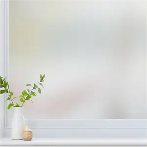 Window Privacy Film Frosted Glass for Bathroom, Static Cling UV Sun Blocking, Opaque Decorative Coverings, Removable Sticker, Heat Control Tint