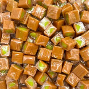 Caramel Cubes Candy | 1 Pound Bag - Approx. 75 Count | Green Apple Filling | Individually Wrapped