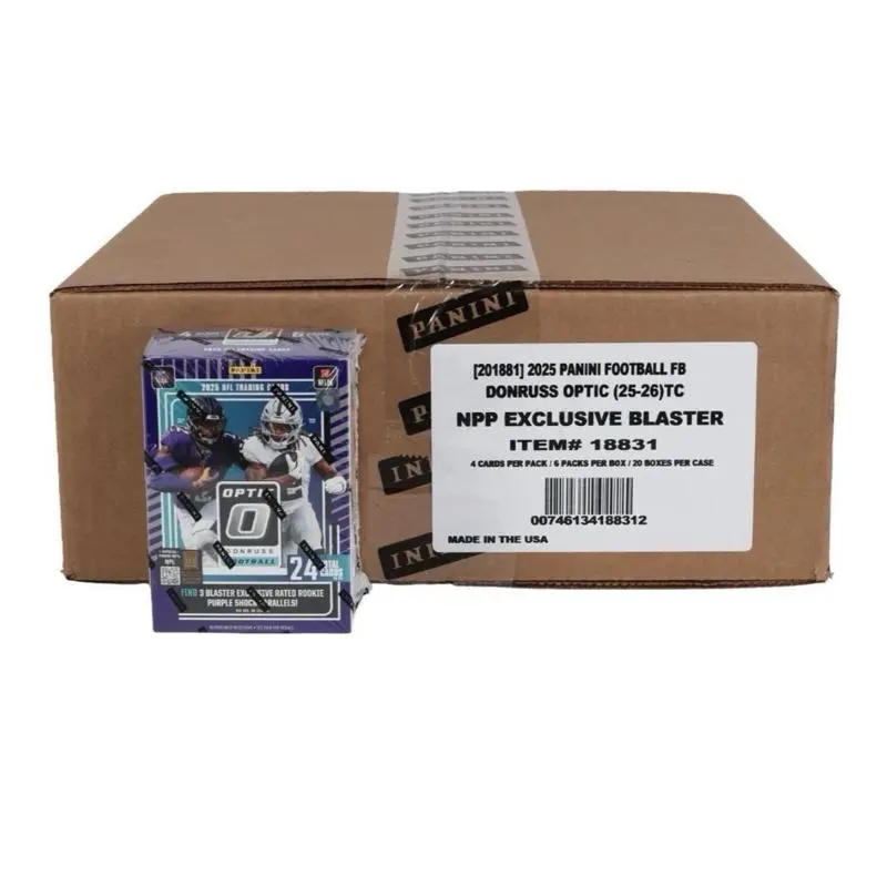 #1 Optic Blasters Sealed Sports Trading Card Case (20 Boxes) - Apex 10 Rookie/10 Floor, 300+ Ceiling, 5 Pro Series Repacks (20F), 600+C PYT (10+ Packs), Uptowns/Downtowns/Gold Vinyl Chases, Nuclear Apex Ceilings, 3 Live Case Hits