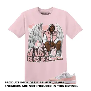 Unisex T-shirt To Match Sneakers Jordan Low Legend Pink 11s Pink White - Just Blessed. 100% Cotton for Casual Wear. Comfortable Summer Unisex T-Shirt to match Jordan Sneaker. Streetwear Style. urban outfitters