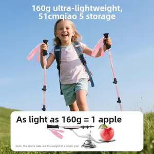 Children's mountaineering cane aluminum alloy three-section retractable outdoor climbing cane hiking portable outer lock crutches