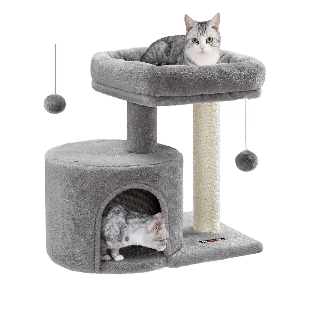 Feandrea Cat Tree, Small Cat Tower with Sisal Scratching Post, Plush Condo with Padded Perch, for Small Spaces, Kittens