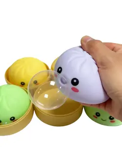 Steamed Bun Squeeze & Train Arm Exerciser – Cute Stress Relief Toy with Pressable Bubble Feature, Slow-Rebound Sensory Tool for Finger & Forearm Strength, Anxiety Relief for Kids & Adults (Bao Bun Shape)