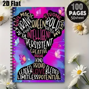 1 Spiral Coil Notebook 5.7x8.26 Inch, Inspirational Girl Power Design, Durable Binding, Perfect for Daily Journaling, School Notes, Travel Diaries, Great Gift for Birthdays, Back to School, Teen Girls and Women [2D] Flat