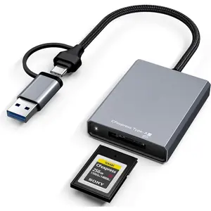 CFexpress Type A Card Reader with USB 3.2 (Gen 2) 10Gbps, USB-C&USB-A 2-in-1 Type A CFexpress Adapter, Compatible with Windows//Linux/Android