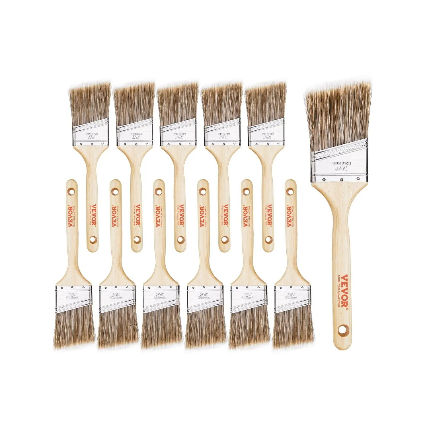 【DealsForYouDays】【Father's Day Gift Option】12-Piece Angled Trim Paint Brushes with Treated Wooden Handles, Paint Brushes for Walls, Suitable for Latex, Oil & Stain Applications, Trim Paint Brush Painttool, Brush Tool, 12‑Brush Variety