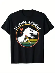 Teacher-saurus Funny Dinosaur Teacher design T-Rex design T-Shirt Fabric Fit