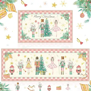 Set of 2 Christmas Nutcracker Kitchen Mats Cute Christmas Bathroom Rug Non Slip Floor Mat for Kitchen  Farmhouse Xmas Indoor Outdoor