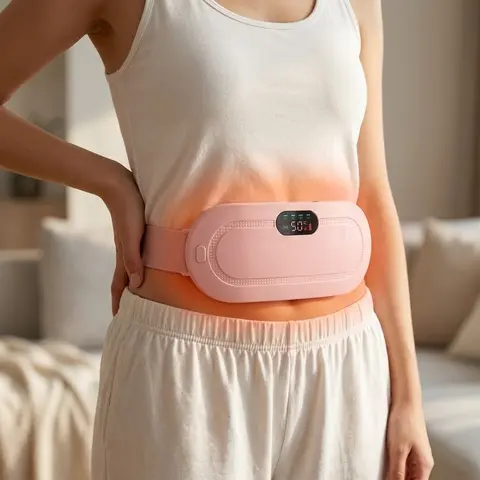 Menstrual Heating Pad, Portable Cordless Heating Belt for Cramps, Menstrual Heating Pad with Heat Levels Vibration Massage Modes for Women and Girls